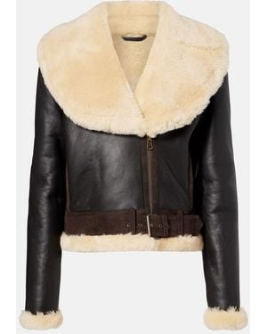 JW Anderson Shearling-Trimmed Leather Jacket - Black