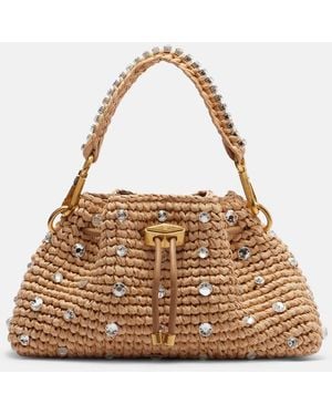 Jimmy Choo Cinch Small Embellished Raffia Tote Bag - Brown