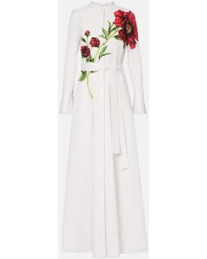 Oscar de la Renta Peony Cotton-Blend Poplin Maxi Dress - White