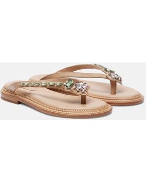Simone Rocha Embellished Leather Thong Sandals - Pink