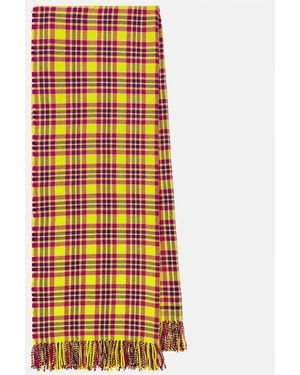 Etro Checked Fringed Virgin Wool Scarf - Orange