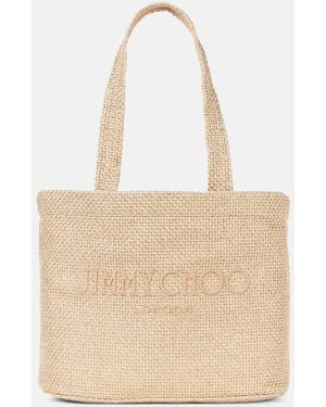 Jimmy Choo Beach Medium Embroidered Tote Bag - Natural