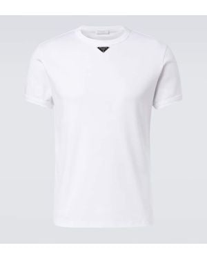 Prada Triangle Cotton Jersey T-Shirt - White
