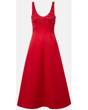 Emilia Wickstead Abella Embellished Satin Midi Dress - Red