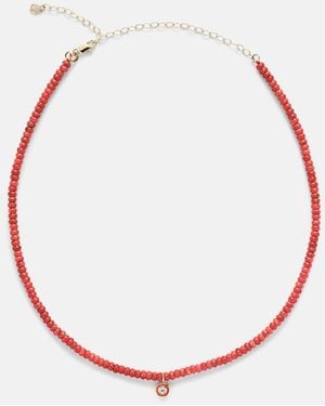 Sydney Evan Bamboo Coral And 14Kt Charm Necklace - Red
