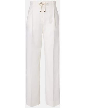 Moncler Pleated Wool Straight Pants - White