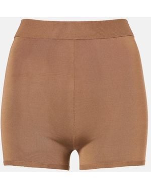 Saint Laurent High-Rise Knitted Viscose Shorts - Brown