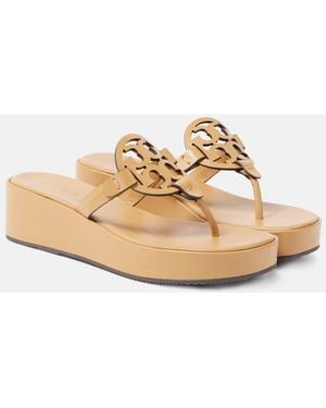 Tory Burch Miller Leather Thong Sandals - Metallic