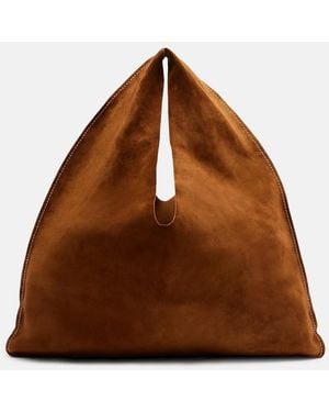 The Row Bindle Small Suede Tote Bag - Brown