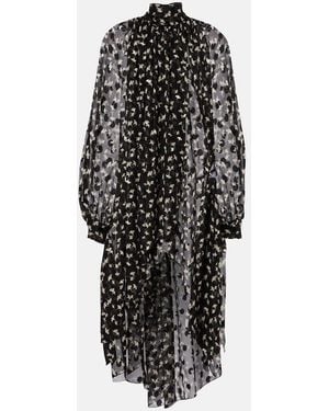 Chloé Floral Silk Chiffon Midi Dress - Black