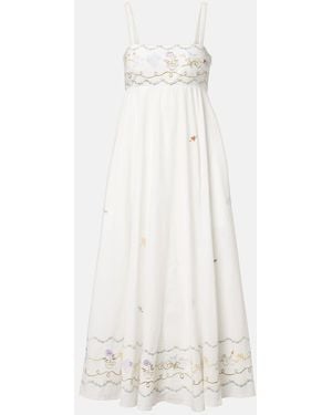 ALÉMAIS Giulia Embroidered Cotton Maxi Dress - White