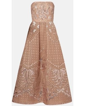 Elie Saab Embroidered Sequined Gown - Brown