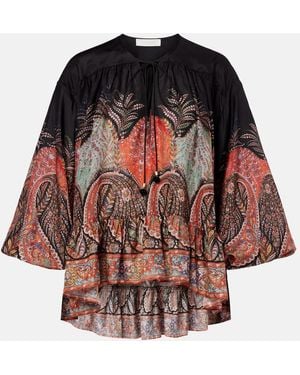 Zimmermann Rhiannon Ruffled Silk Top - Red