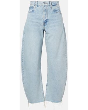 FRAME Bubble High-Rise Barrel-Leg Jeans - Blue