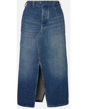 Victoria Beckham Asymmetric Denim Midi Skirt - Blue