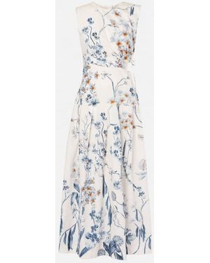 Agua Bendita Otono Petalo Cotton Poplin Midi Dress - White
