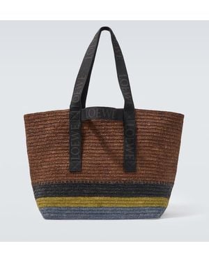 Loewe Fold Raffia Shopper - Brown