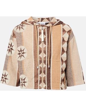 【LOEWE】 Printed hooded cotton terry poncho Loewe Printed Hooded Cotton Terry Poncho in Blue | Lyst Canada