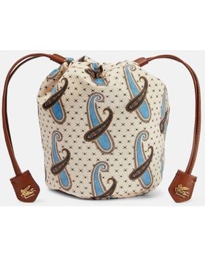 Etro Necessaire Mini Leather-Trimmed Pouch - White