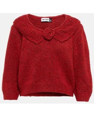 RIXO London Serenity Metallic-Knit Sweater - Red