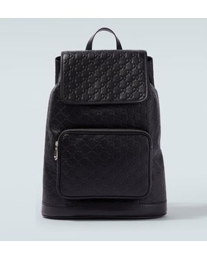 Gucci Gg Medium Leather Backpack - Black