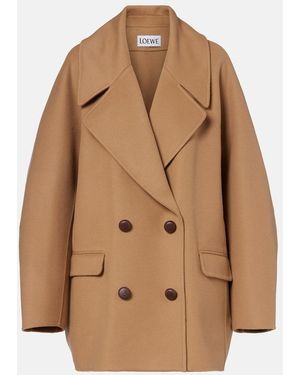 Loewe Oversized Wool Peacoat - Brown