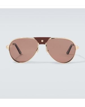 Cartier Santos De Cartier Aviator Sunglasses - Brown