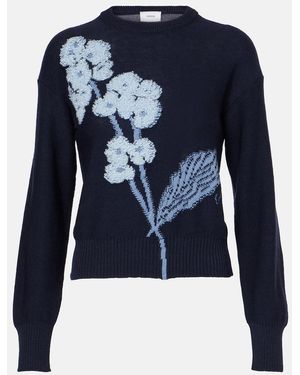 Erdem Intarsia Cropped Wool Sweater - Blue