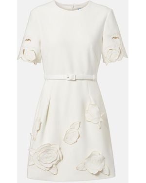 LEO LIN Aurelie Belted Floral-Applique Minidress - White