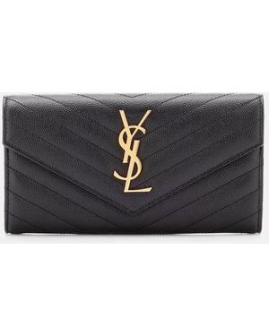 Saint Laurent Monogram Leather Chain Wallet - Black