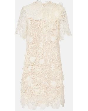 Oscar de la Renta Floral Lace Minidress - Natural