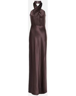 Veronica Beard Alberta Silk-Blend Satin Maxi Dress - Purple