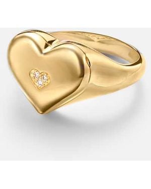 Sydney Evan Wallpaper Heart 14Kt Ring With Diamonds - Metallic