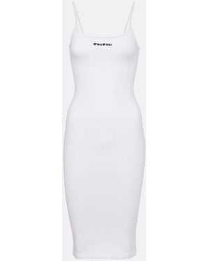 Miu Miu Cotton-Blend Minidress - White