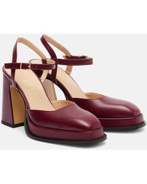 Souliers Martinez Malasana 95 Leather Slingback Pumps - Red