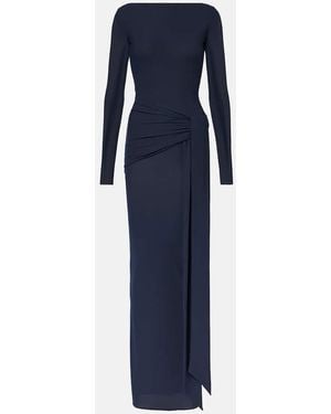 Alex Perry Semi-Sheer Gathered Gown - Blue