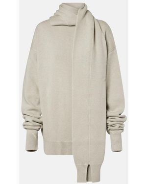 Calvin Klein Scarf-Detail Cashmere Sweater - White