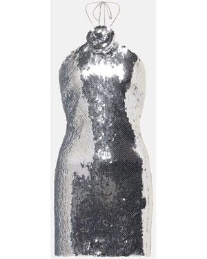 Magda Butrym Sequined Floral-Applique Minidress - Metallic