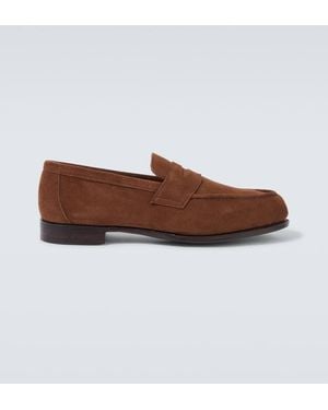 George Cleverley Cannes Suede Penny Loafers - Brown