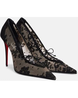 Christian Louboutin Km Lace 100 Suede Pumps - Black