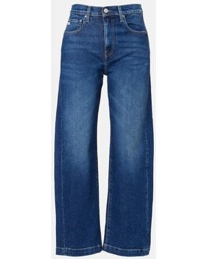 AG Jeans Hattie Crop High-Rise Barrel-Leg Jeans - Blue