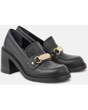 See By Chloé Signature 75 Leather Loafer Pumps - Black