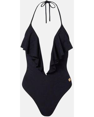 Balmain Frilled Swimsuit - Blue