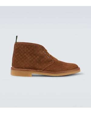 Gucci Gg Suede Ankle Boots - Brown