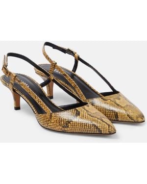 Isabel Marant Pilia Leather Slingback Pumps - Metallic