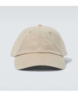 Stone Island Logo Cotton Gabardine Baseball Cap - Natural
