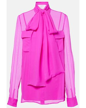 Costarellos Silk Georgette Blouse - Pink
