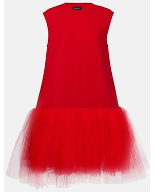 Simone Rocha Tulle-Trimmed Cotton Jersey Minidress - Red