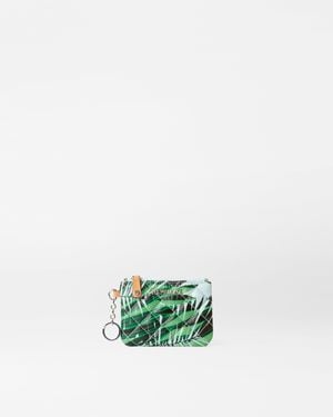 MZ Wallace Tropical Palm Flat Metro Key Pouch - Green