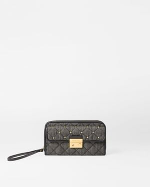 MZ Wallace True Charcoal Denim Crosby Lock Wristlet - White